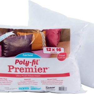 Fairfield Poly-Fil Premier Accent/Travel Pillow Insert, 12" x 16", White,JP1216